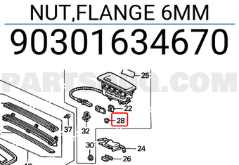 Honda 90301634670 NUT,FLANGE 6MM