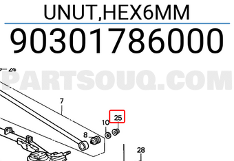 Honda 90301786000 UNUT,HEX6MM