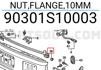 Honda 90301S10003 NUT,FLANGE,10MM