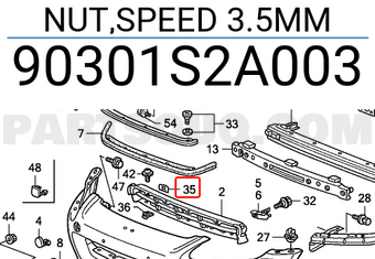 Honda 90301S2A003 NUT,SPEED 3.5MM