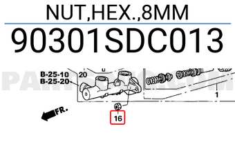 Honda 90301SDC013 NUT,HEX.,8MM