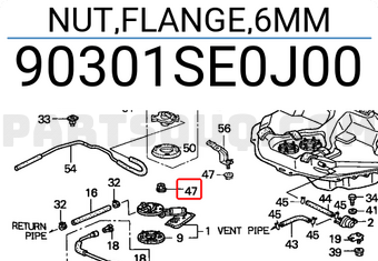 Honda 90301SE0J00 NUT,FLANGE,6MM