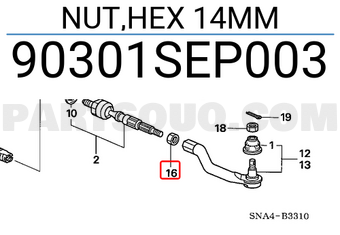Honda 90301SEP003 NUT,HEX 14MM