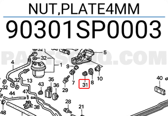 Honda 90301SP0003 NUT,PLATE4MM
