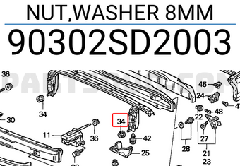 Honda 90302SD2003 NUT,WASHER 8MM