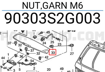 Honda 90303S2G003 NUT,GARN M6