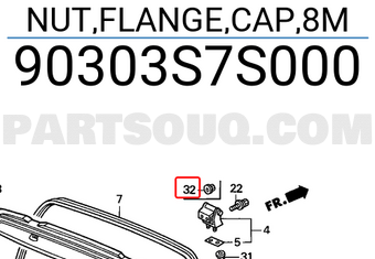 Honda 90303S7S000 NUT,FLANGE,CAP,8M