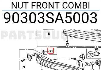 Honda 90303SA5003 NUT FRONT COMBI