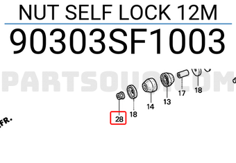 Honda 90303SF1003 NUT SELF LOCK 12M