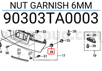 Honda 90303TA0003 NUT GARNISH 6MM