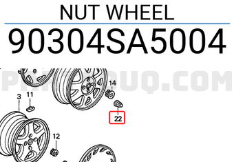 Honda 90304SA5004 NUT WHEEL