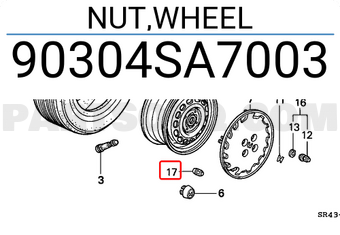 Honda 90304SA7003 NUT,WHEEL