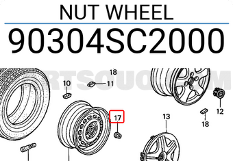 Honda 90304SC2000 NUT WHEEL
