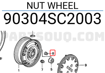 Honda 90304SC2003 NUT WHEEL