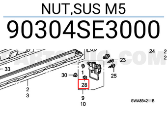 Honda 90304SE3000 NUT,SUS M5