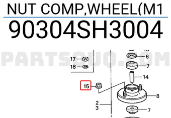 Honda 90304SH3004 NUT COMP,WHEEL(M1