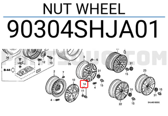 Honda 90304SHJA01 NUT WHEEL
