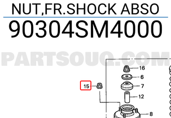Honda 90304SM4000 NUT,FR.SHOCK ABSO