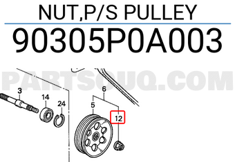 Honda 90305P0A003 NUT,P/S PULLEY