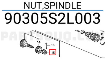 Honda 90305S2L003 NUT,SPINDLE