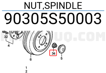 Honda 90305S50003 NUT,SPINDLE