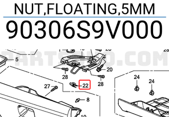 Honda 90306S9V000 NUT,FLOATING,5MM