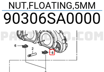 Honda 90306SA0000 NUT,FLOATING,5MM
