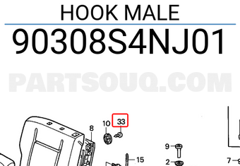 Honda 90308S4NJ01 HOOK MALE