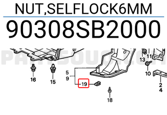 Honda 90308SB2000 NUT,SELFLOCK6MM