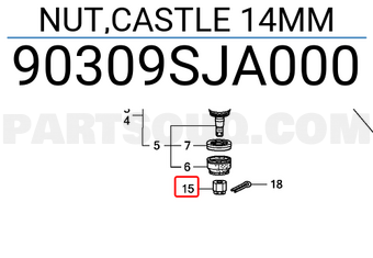 Honda 90309SJA000 NUT,CASTLE 14MM
