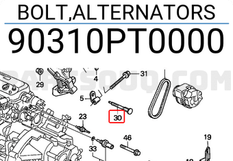 Honda 90310PT0000 BOLT,ALTERNATORS