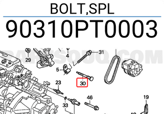 Honda 90310PT0003 BOLT,SPL