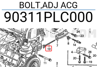 Honda 90311PLC000 BOLT,ADJ ACG