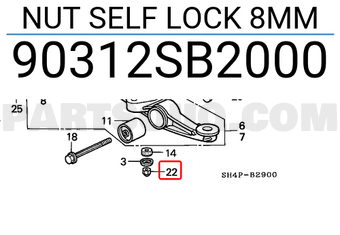 Honda 90312SB2000 NUT SELF LOCK 8MM