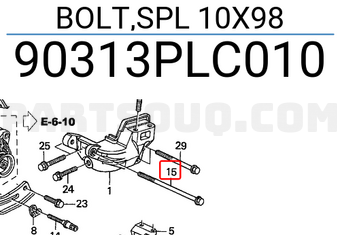 Honda 90313PLC010 BOLT,SPL 10X98