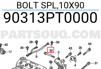 Honda 90313PT0000 BOLT SPL,10X90