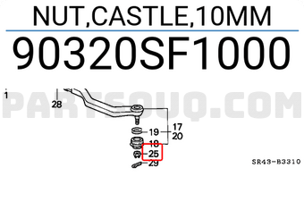 Honda 90320SF1000 NUT,CASTLE,10MM