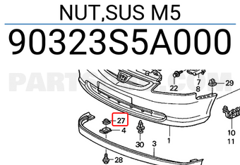 Honda 90323S5A000 NUT,SUS M5