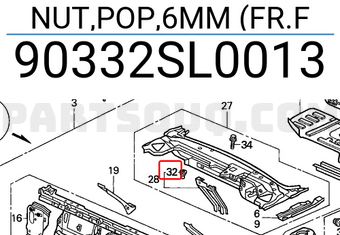 Honda 90332SL0013 NUT,POP,6MM (FR.F