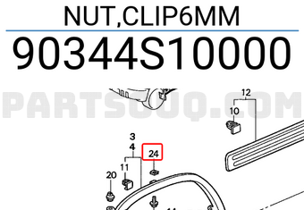 Honda 90344S10000 NUT,CLIP6MM