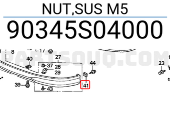 Honda 90345S04000 NUT,SUS M5