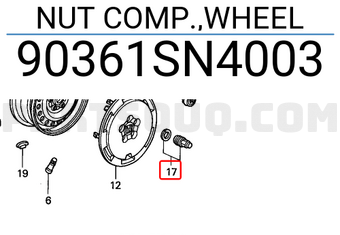 Honda 90361SN4003 NUT COMP.,WHEEL