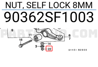 Honda 90362SF1003 NUT, SELF LOCK 8MM