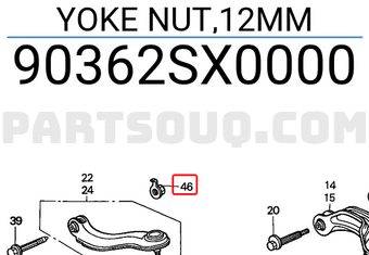 Honda 90362SX0000 YOKE NUT,12MM