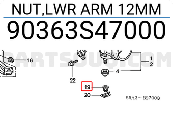 Honda 90363S47000 NUT,LWR ARM 12MM