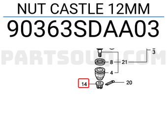 Honda 90363SDAA03 NUT CASTLE 12MM