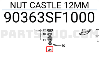 Honda 90363SF1000 NUT CASTLE 12MM