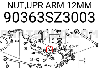 Honda 90363SZ3003 NUT,UPR ARM 12MM