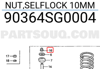 Honda 90364SG0004 NUT,SELFLOCK 10MM