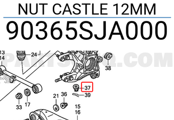 Honda 90365SJA000 NUT CASTLE 12MM